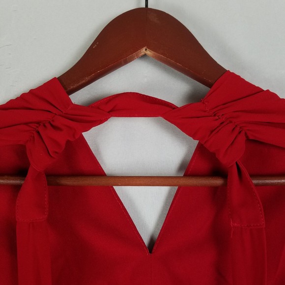 Lush Dress Womens Small Red Sleeveless Party Split Maxi Romper Halter Neck Zip - Picture 3 of 16